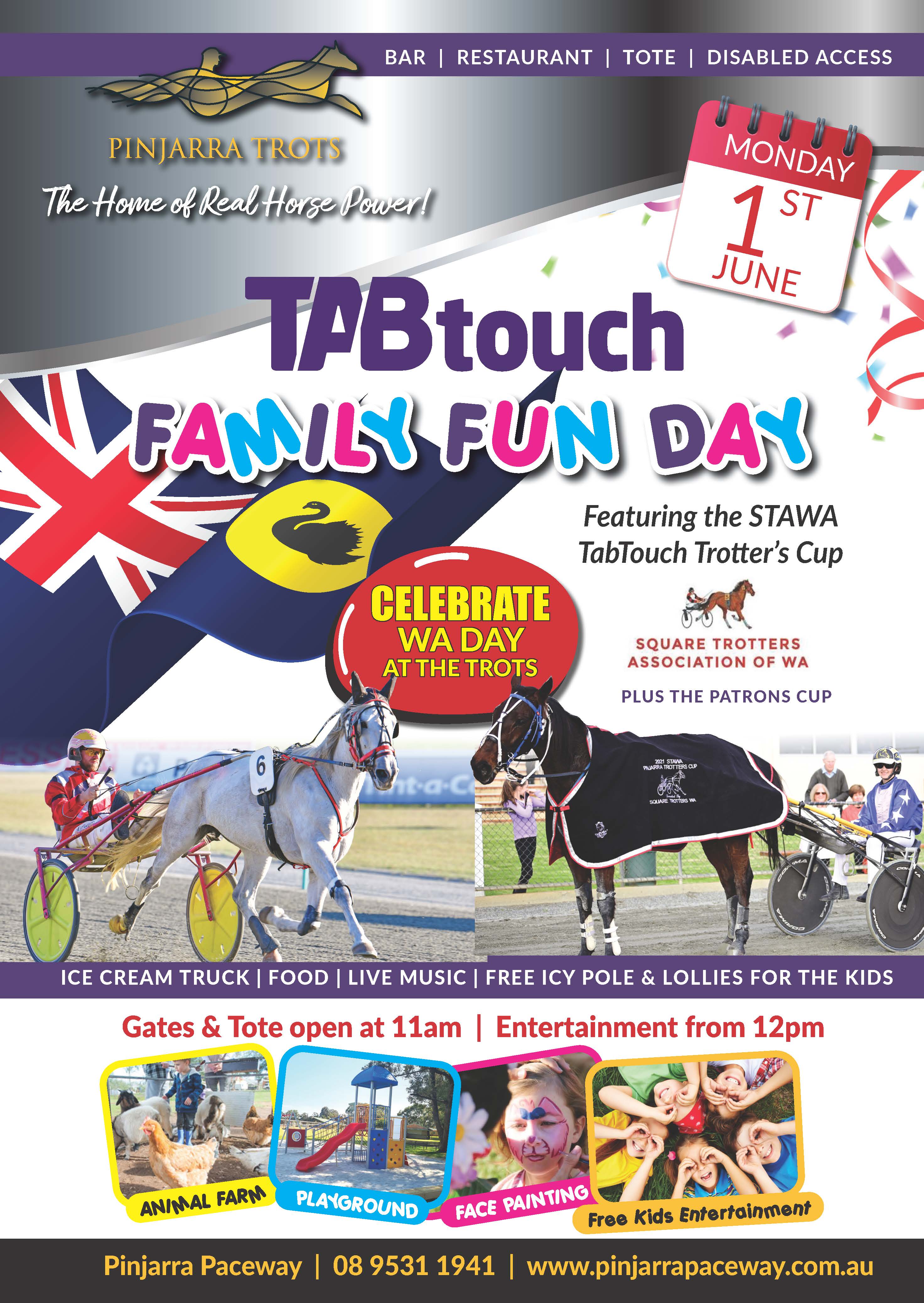 STAWA TAB TOUCH Trotters Cup Family Fun Day WA DAY public holiday